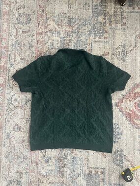 Abercrombie & Fitch Dark Green Short-Sleeve Textured Polo